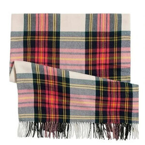 J. Crew Factory Plaid Blanket Scarf Oversized  Large Red Cream Blue NWOT